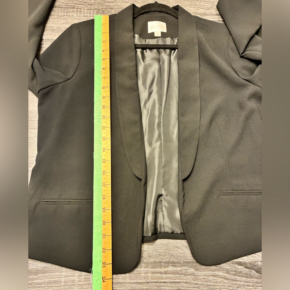 Decree Black Open Front Blazer Jacket XL New With Tags Fully Lined Faux Pockets - Picture 3 of 9